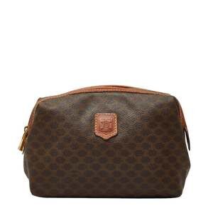 Celine Macadam Handbag Pouch Brown Leather Women's CELINE